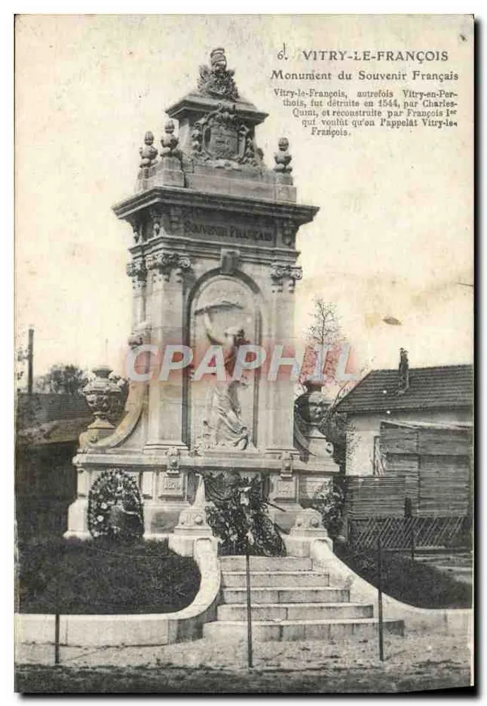 Vitry-le-François — Monument du Souvenir Français — Éditeur E. De Delfy, Paris - Recto