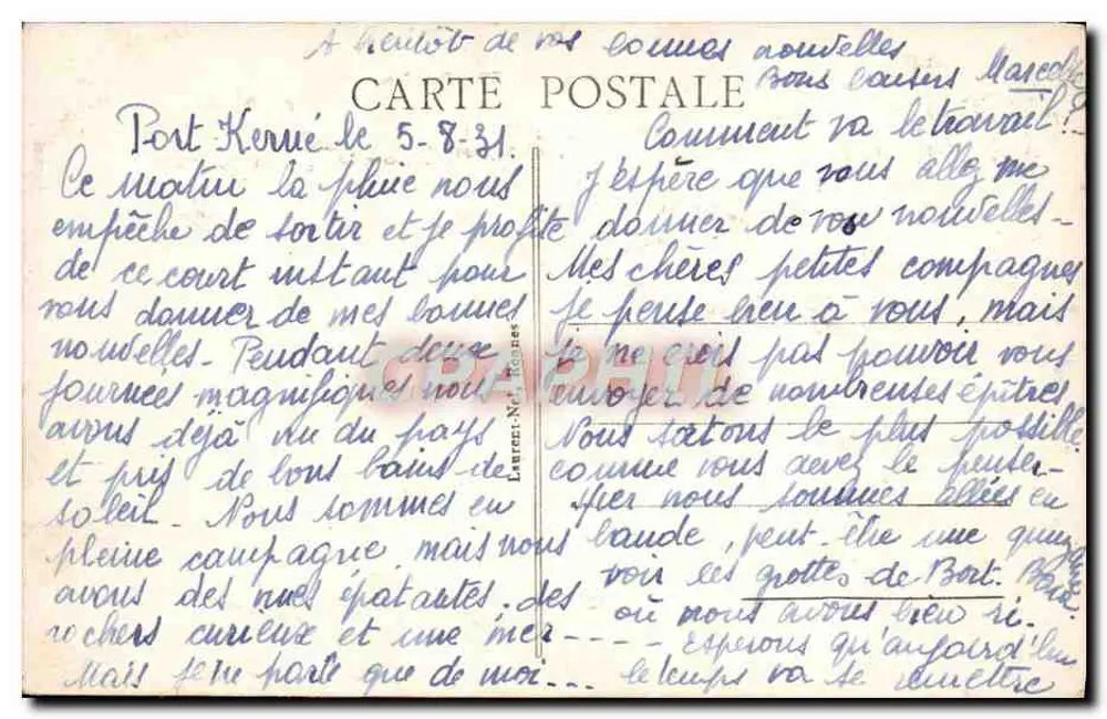 Presqu'île de Quiberon — Port-Bara — n° 3602 - Verso