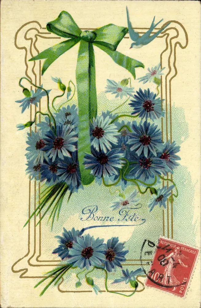 Mata de flores azuis — Boa Festa — Editor desconhecido, número de série não visível - Frente