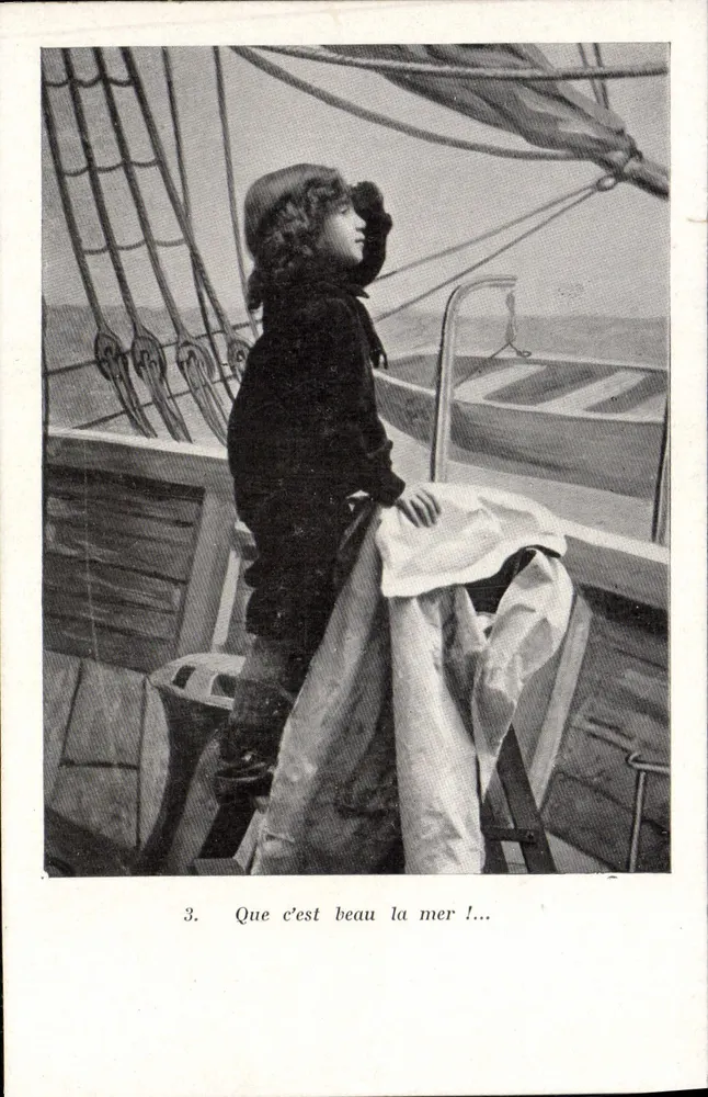 Junges Seemann auf einem Segelschiff — maritime Szene — Ansichtskarte Nr. 3 - Vorderseite