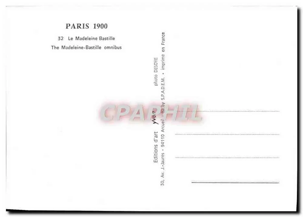 O omnibus Madeleine-Bastille — Paris 1900 — Edições J.-Jaurès - Verso