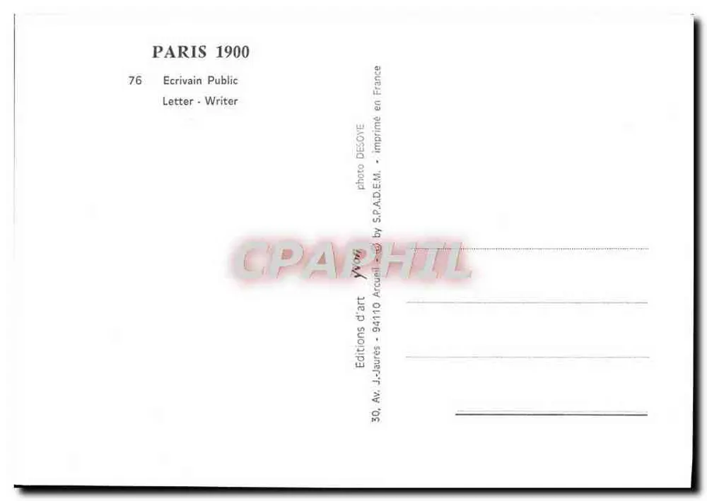 Escritor Público em Paris — fundada em 1827 — Edições J-Laurès - Verso