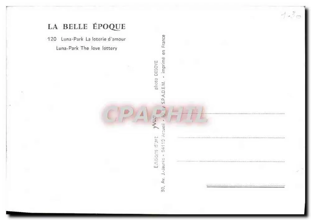 Luna-Park — La loterie d'amour — Éditions J.-Jaures - Verso