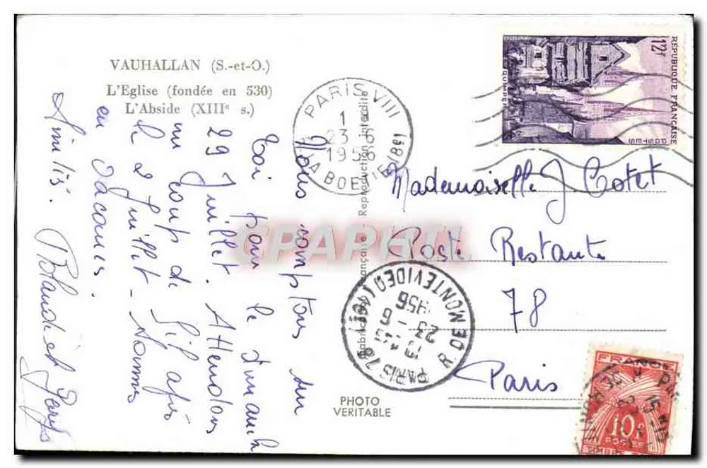 Vauhallan — A Igreja (fundada em 530) e a Abside (século XIII) — Foto Verdadeira - Verso