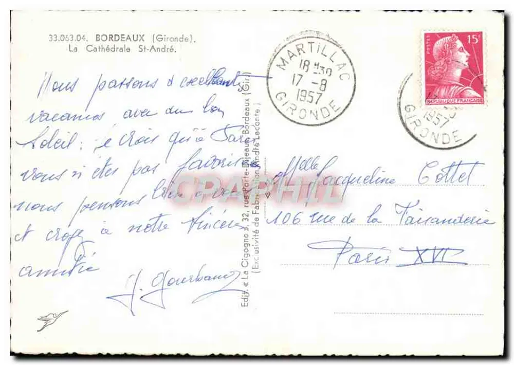 A Catedral de São André — Bordeaux — Editor La Cigogne - Verso
