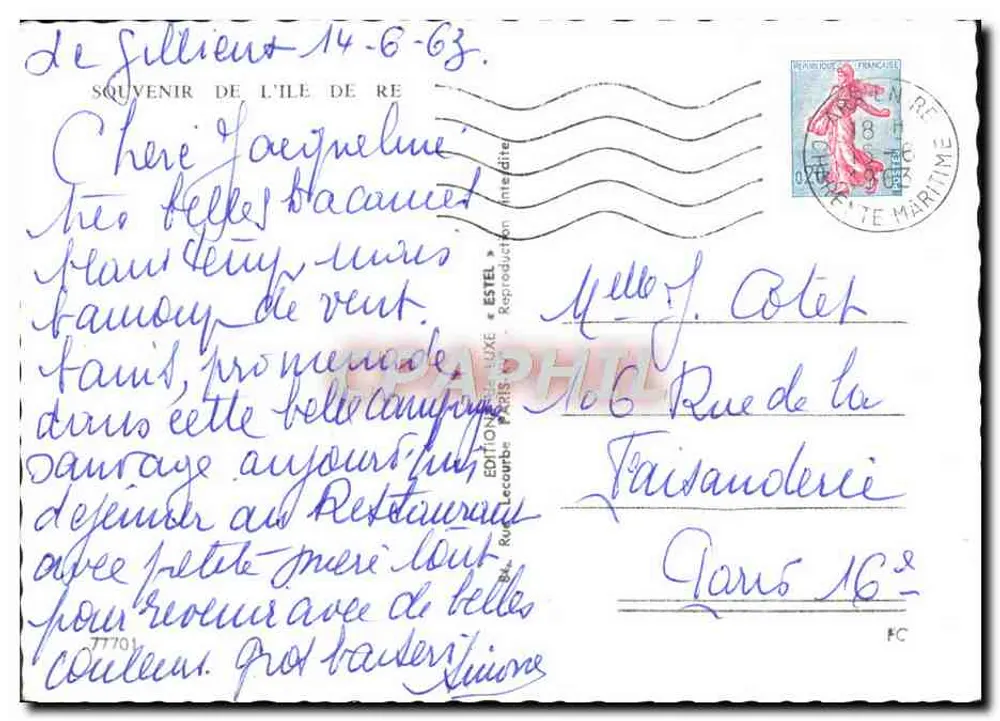 A Ilha de Ré — Lembrete de — Edições Lecourbe Paris - Verso