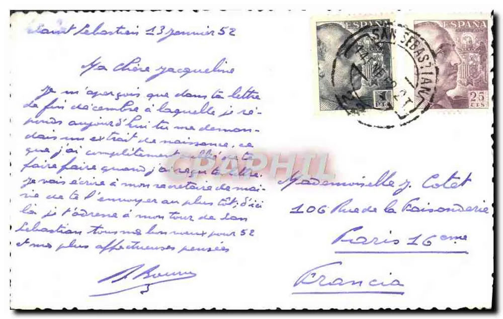 Vue aérienne de la côte de Sant Sebastián — éditeur non visible - Verso