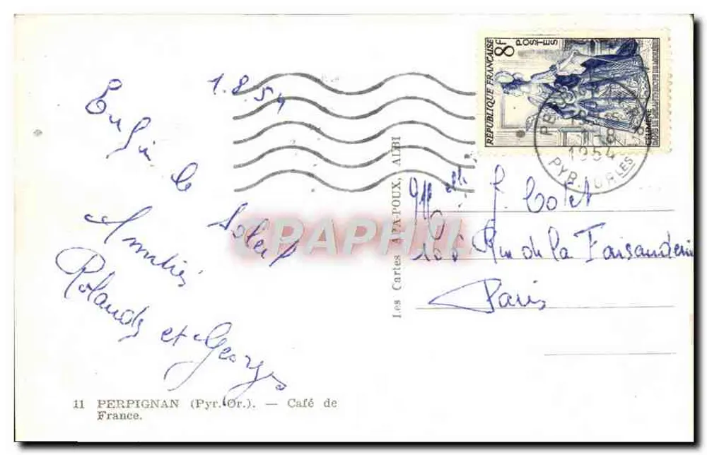 Café da Faisanderie — Perpignan (Pirineus-Orientais) — Editor Les Cartes Trapoux, n°11 - Verso