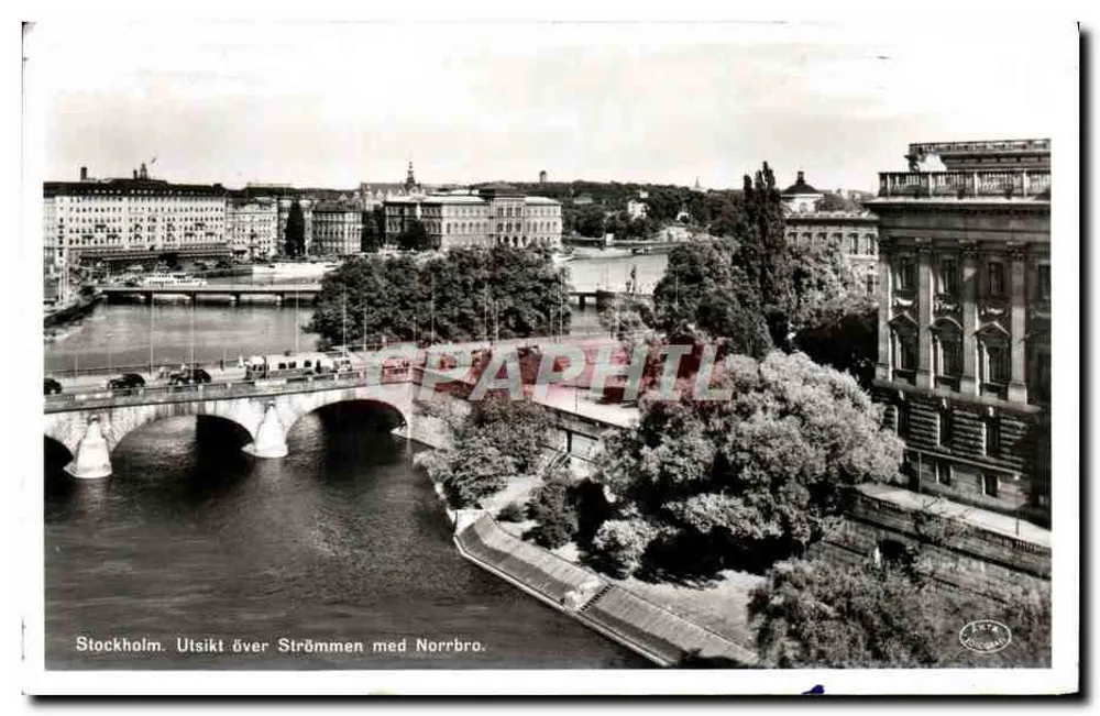 Stockholm — Vue sur la Strömmen avec la Norrbro — Förlag Nordisk Konst - Recto