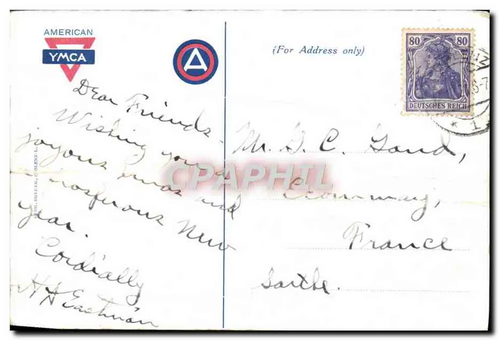 Weihnachtsgruß vom US-Army am Rhein — Adelina Sackroom 1917 - Rückseite