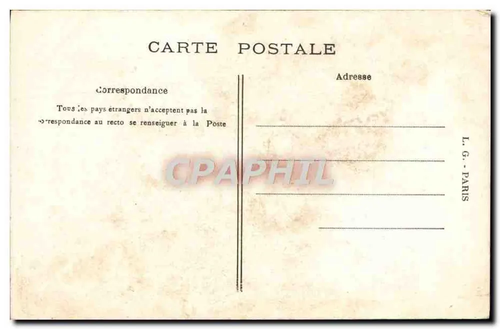 Le Dernier Baiser — scène de soldats en uniforme bleu et rouge, éditeur L.G. - PARIS - Verso