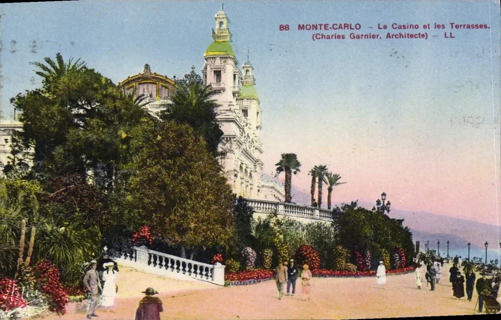 Monte-Carlo — Das Casino und die Terrassen — Charles Garnier, Architekt — LL - Vorderseite