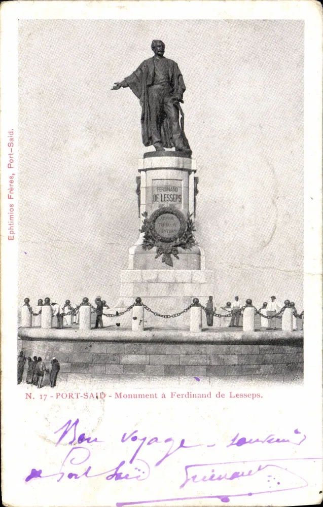 Port-Saïd — Monument à Ferdinand de Lesseps — Eph timios Frères, Port-Saïd, N. 17 - Frente