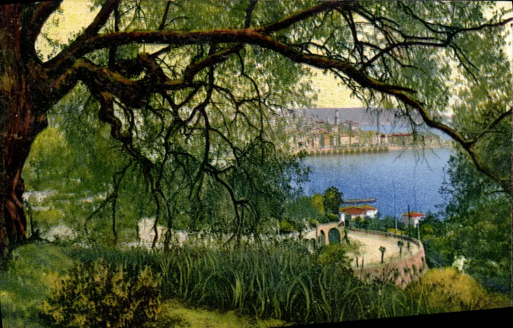 Vista da cidade de Basileia — vista de um parque arborizado — editor não visível - Frente