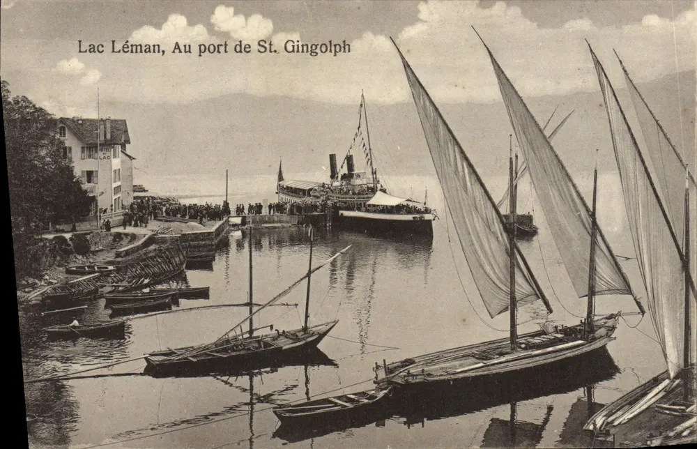 Lago Léman, en el puerto de St. Gingolph — Edición Moos, Karlsruhe-Ginebra, n° 1022 - Anverso