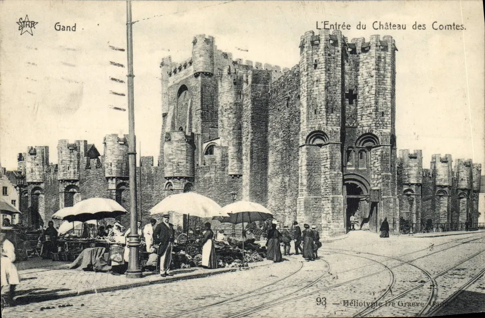 Gand — A Entrada do Castelo dos Condes — Héliotypie De Graeve - Frente