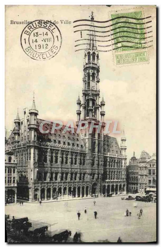 Bruxelas - Hotel de Ville — vista da praça — editor R. P. Grand, Bruxelas - Frente