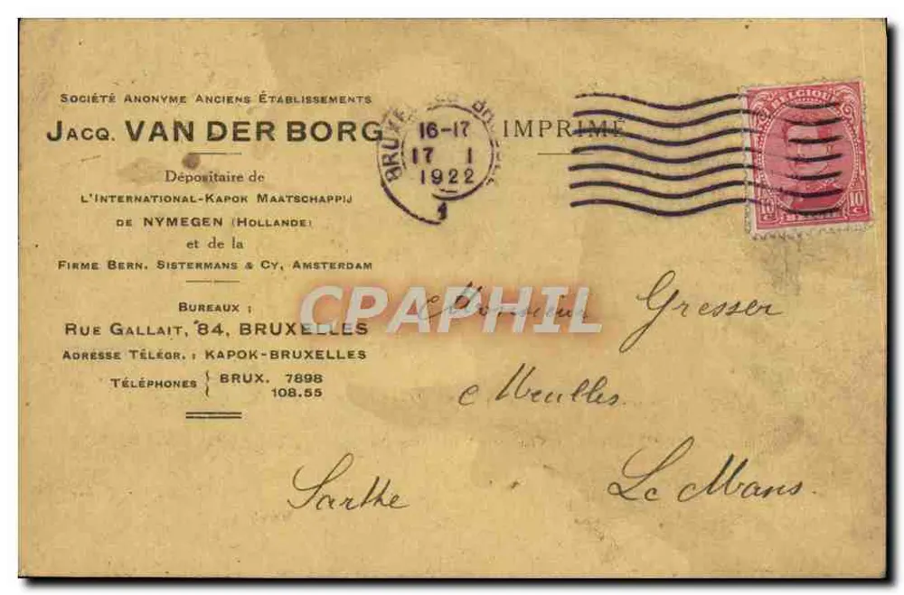 Brüssel — Annonce von Kapok — Verlag JACQ. VAN DER BORG - Vorderseite