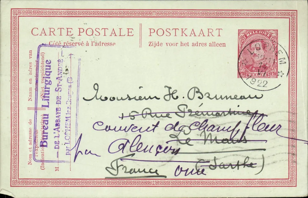 Abtei Saint-André — Liturgisches Büro — Brügge — 1922 - Vorderseite