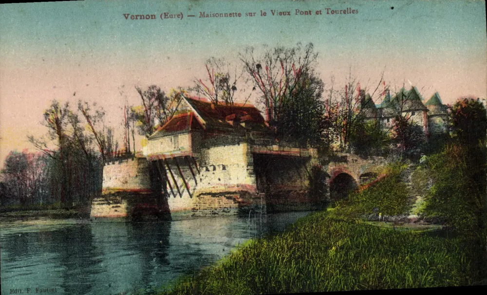 Vernon (Eure) — Kleines Haus am alten Brücke und Türme - Vorderseite