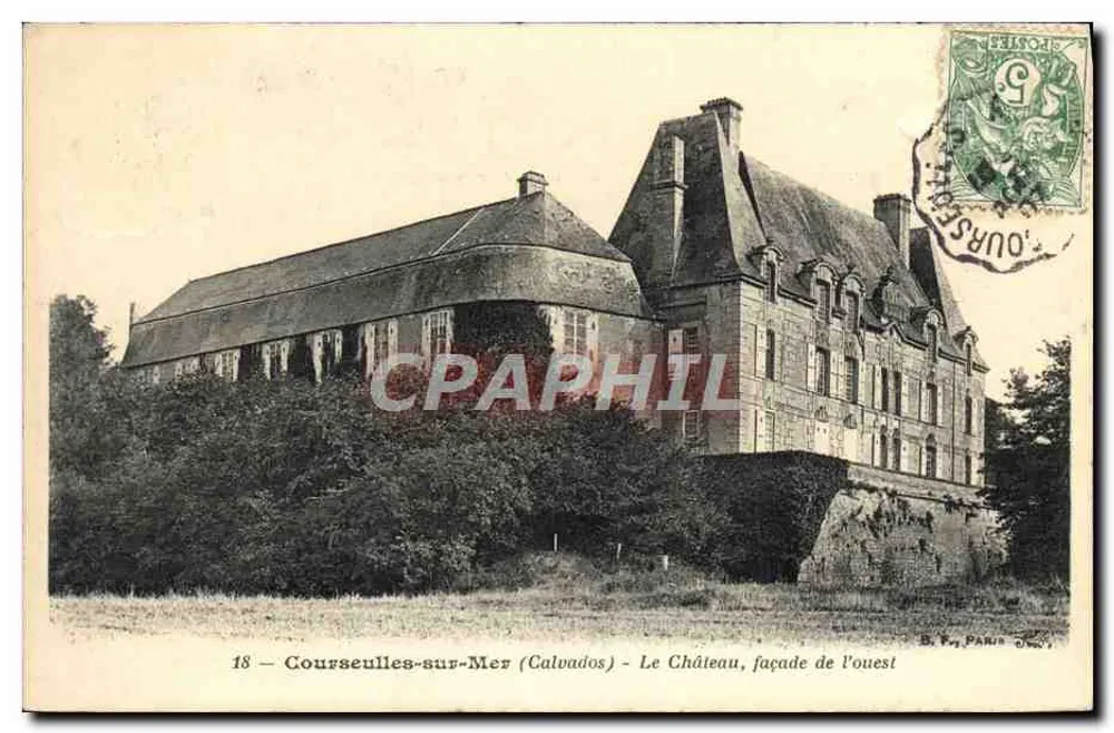 Courseulles-sur-Mer (Calvados) — O Castelo, fachada oeste — S. Fay, Paris, n°18 - Frente