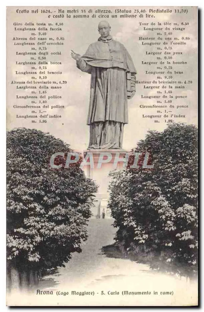 Arona (Cago Maggiore) - Heiliger Karl (Bronze-Monument) - Vorderseite