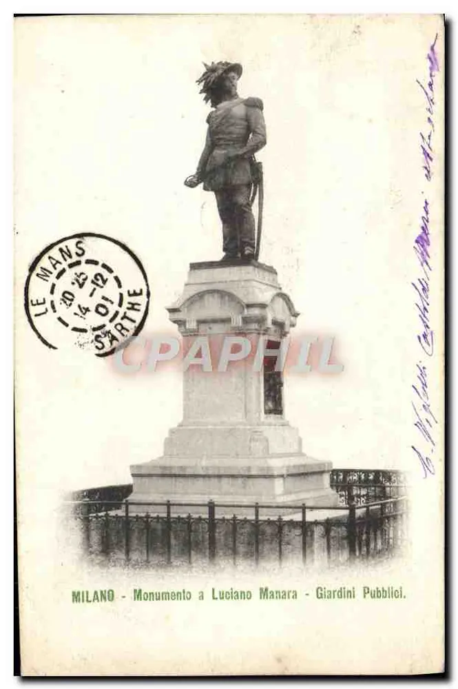 Mailand - Denkmal für Luciano Manara - Öffentliche Gärten - Vorderseite