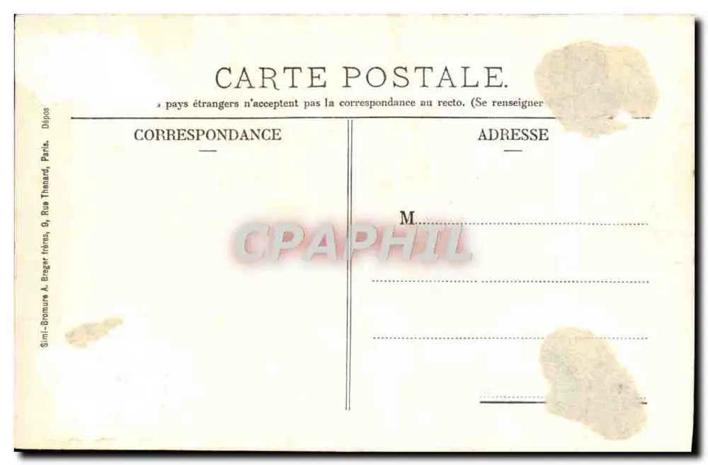 Castelo de Chantilly (Oise) - A Entrada - A Capela - Mme. Vve. Robineau, editora, Chantilly - Verso