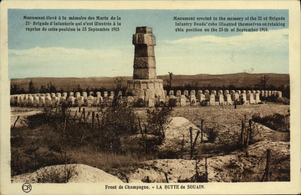 Frente da Champagne — A Butte de Souain — Monumento aos Mortos da 21ª Brigada de Infantaria - Frente