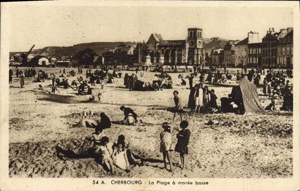 Cherbourg - A Praia com maré baixa — ALEX. RÉCQUETON EDITOR - N° 54 A - Frente