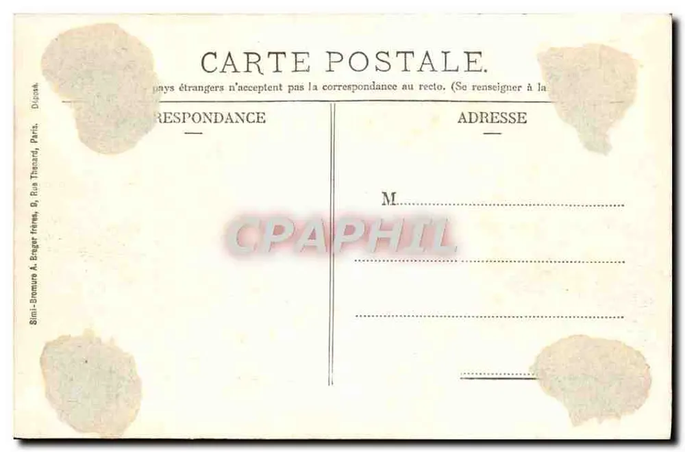 Castelo de Chantilly (Oise) - Vista geral — Mme. Vve. Robineau, editora, Chantilly (Oise) - Verso
