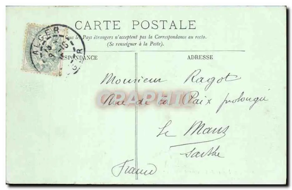 Alger — Abfahrt des Postschiffes 'Ville d'Alger' — LL, n°85 - Rückseite