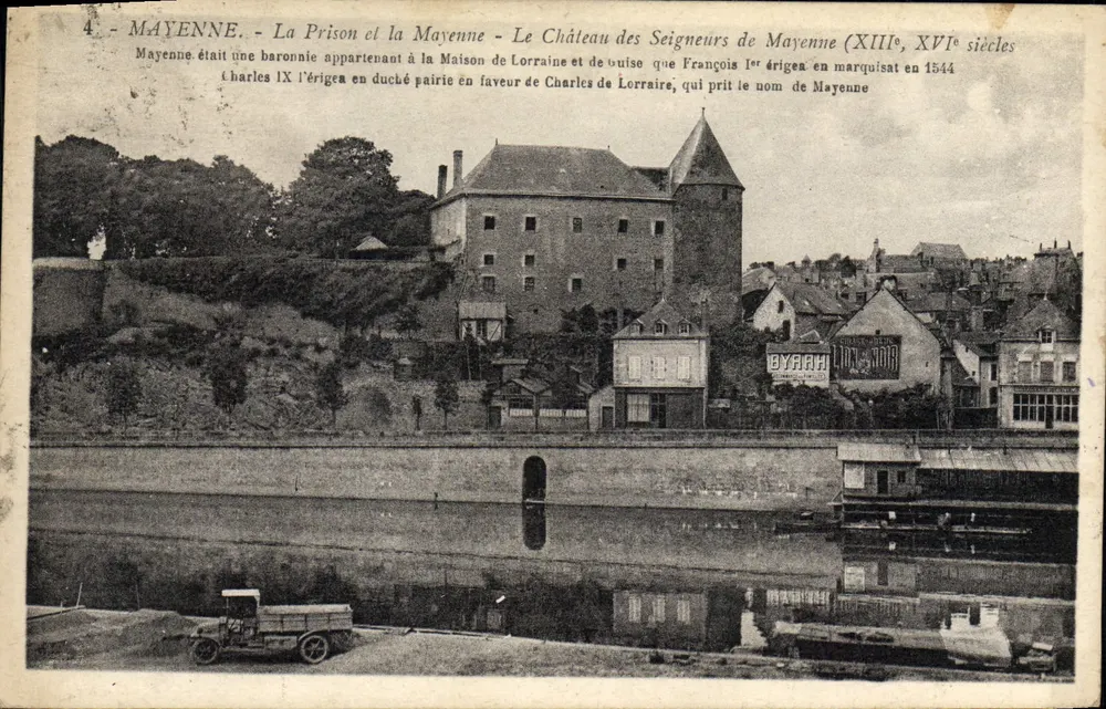 Mayenne — Das Gefängnis und die Mayenne — Das Schloss der Herren von Mayenne (13. und 16. Jahrhundert) - Vorderseite