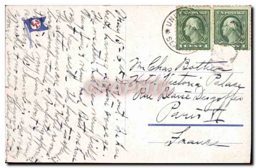 Statue der Freiheit — S.S. President Roosevelt — United States Lines - Rückseite
