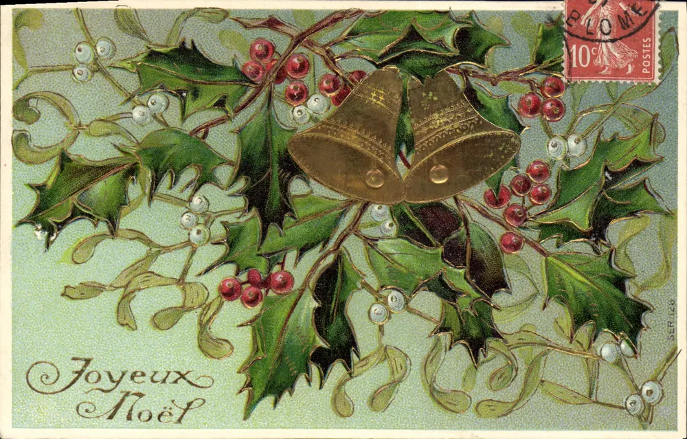 Houx e sinos — Feliz Natal — Roma, série SER.126 - Frente