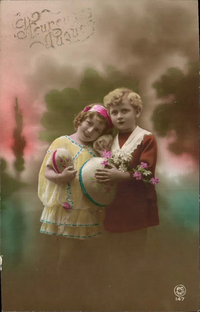 Zwei Kinder — Eleganz und Zärtlichkeit — P-C Paris n°147 - Vorderseite