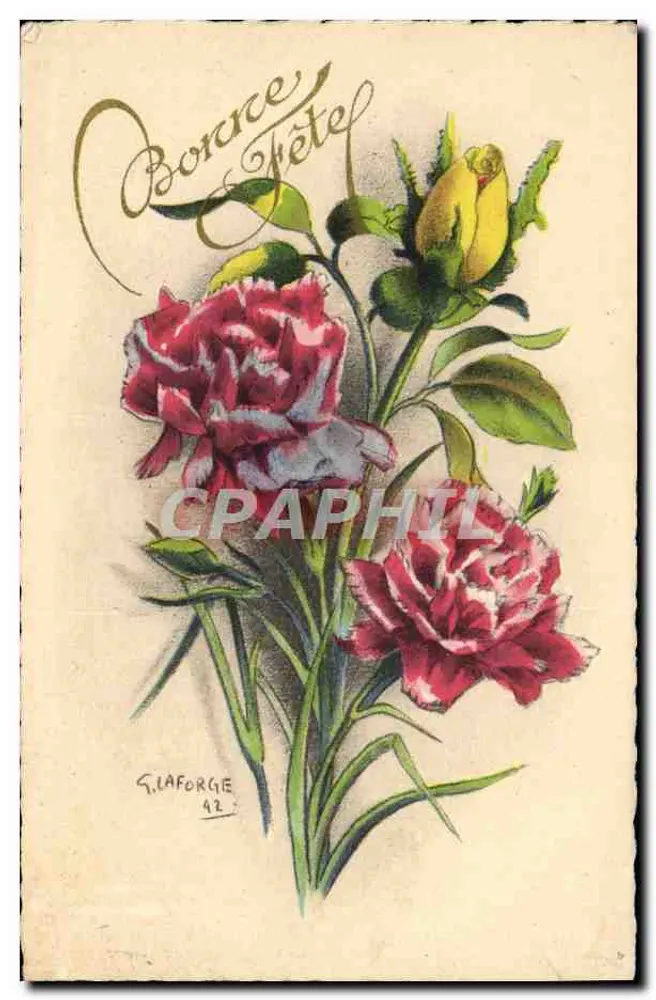 Flores — rosas e pêssegos — G. Laforge 42 - Frente