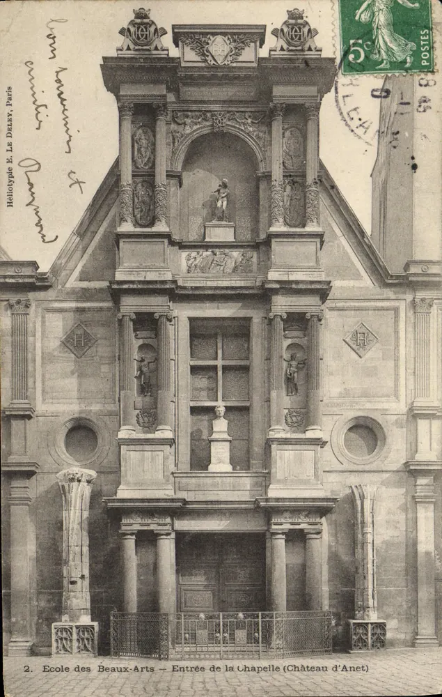 Schule der Schönen Künste — Eingang zur Kapelle (Schloss Anet) — Héliotypie K. Le Drelly, Paris - Vorderseite