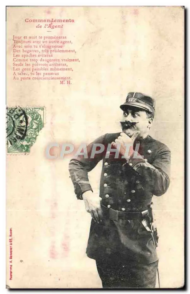 Agent postal — homme en uniforme avec texte imprimé — éditeur A. BONNET à BÉZIERS - Frente