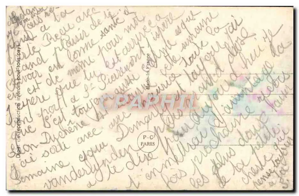 Liebe — gedruckter und handschriftlicher Text — P-C PARIS n°4380/1 - Rückseite