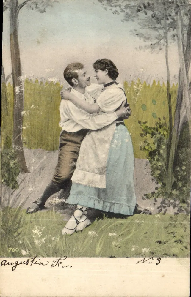 Ein Paar, das sich in einem Park umarmt — Ausgabe Augustin F. — n° 760 - Vorderseite