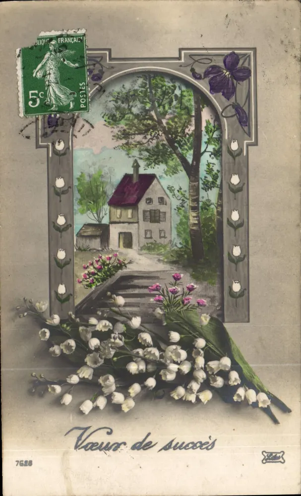 Gelungene Wünsche — Blumendekoration und Haus — Verlag J.C. Paris, Nr. 7628 - Vorderseite