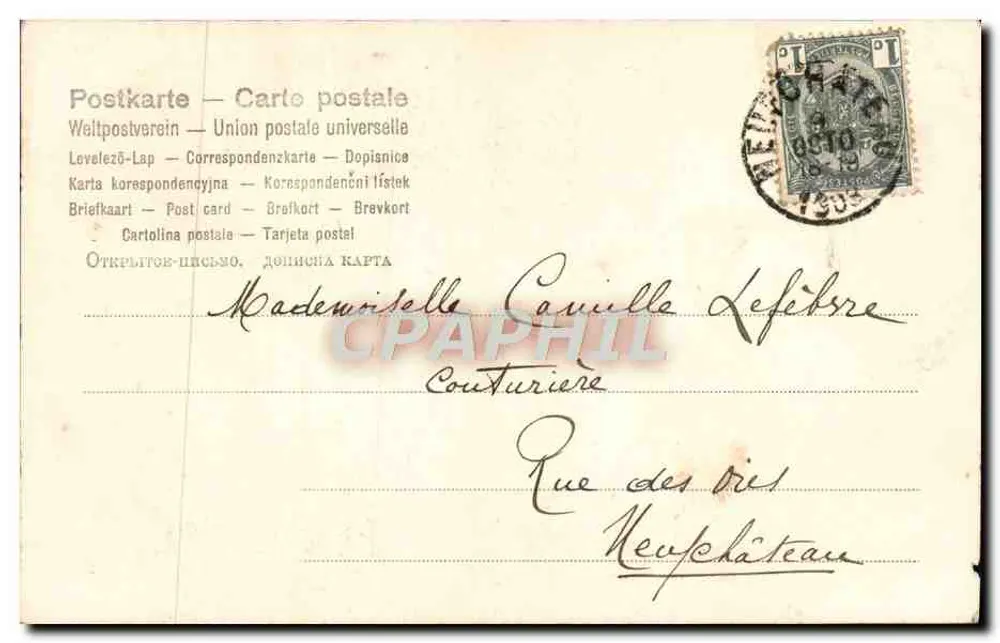 Junge Mädchen und Mann am Rand eines Sees — Neufchâteau — unbekannter Verlag, Nr. 716 - Rückseite