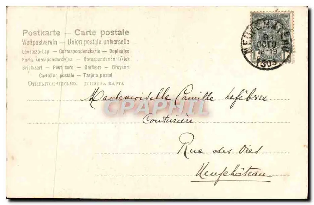 Junge Frau und Mann am Ufer eines Bachs — Begegnungsszene — anonymer Verlag, Nr. 716 - Rückseite