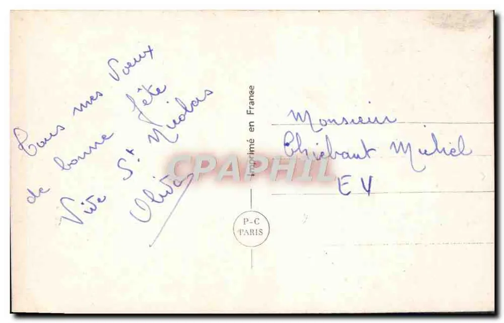 Liebespaar — gerahmtes Foto mit Rosen in dekorativem Rahmen — Verlag S. NICOLAS n° 5650 - Rückseite