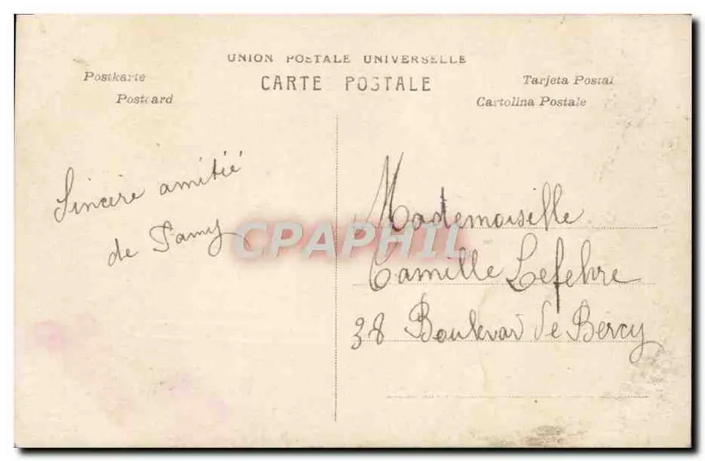 Junge Frau mit Blumenstrauß — Moguette de moi, Glück für das Jahr — A.N. Paris, Nr. 1187 - Rückseite