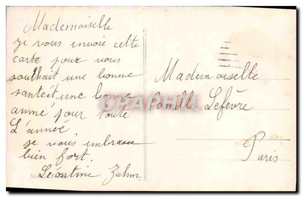 Félicitations — Année 1909 — Finivolle - Verso