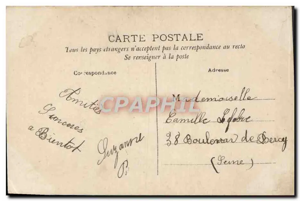 Femme en robe rose — scène de jardin — éditeur CIRCE, n° 5059 - Verso