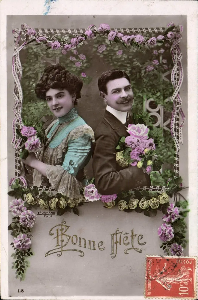 Paar — Frohe Geburtstagskarte — Le Normand Phot. - Vorderseite