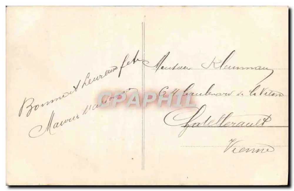 Mann im Anzug mit Blumenstrauß — Frohe Geburtstagskarte — Paris, Nr. 299 - Rückseite